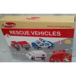 Set 3 masinute din lemn de construit si pictat Rescue Vehicles Cars (DIY)